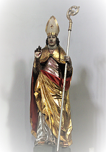 Figur des Heiligen Lambertus in der  Kirche Sankt Lambertus in Spay