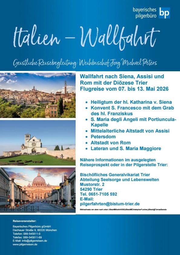 07. - 13.05.2026: Italien-Wallfahrt 2026