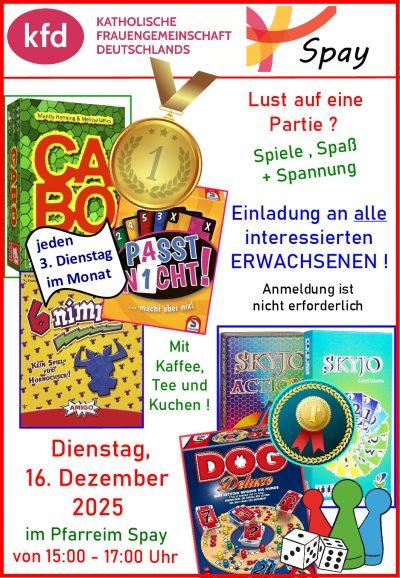 Spielenachmittag kfd Spay Dezember 2025