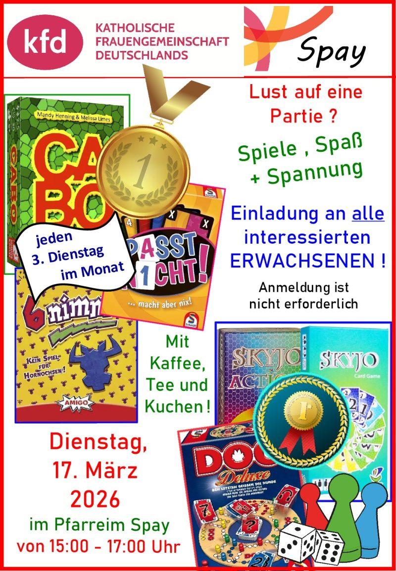 17.03.2026: Spielenachmittag für Erwachsene in Spay